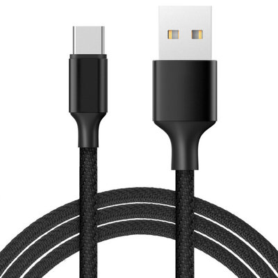 CE intrecciato di nylon di carico nero di RoHS del cavo di dati di colore 3A USB certificato