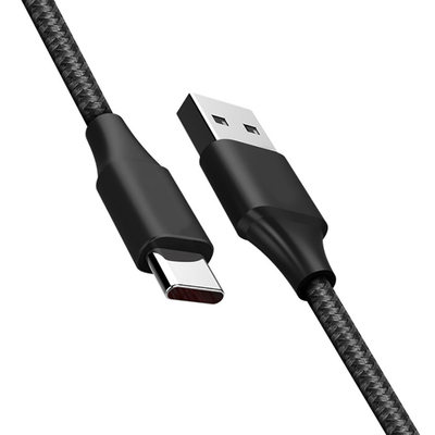 CE intrecciato di nylon di carico nero di RoHS del cavo di dati di colore 3A USB certificato
