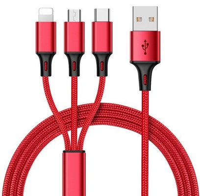 3 in 1 dato di carico di 2.4A USB cabli il tipo multi ODM dell'OEM di funzione del porto di C