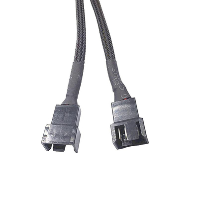 Protezione Bylon 2.54mm Pitch 4 Pin Arnesi di filo 30cm Lunghezza Nero Colore per ventilatore del computer