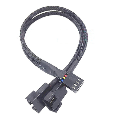 Protezione Bylon 2.54mm Pitch 4 Pin Arnesi di filo 30cm Lunghezza Nero Colore per ventilatore del computer