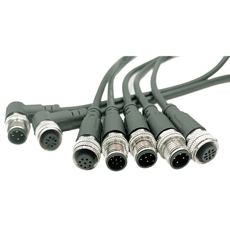 Maschio impermeabile degli assemblaggi cavi M12 alla femmina con 4 il Pin 8 Pin Connector
