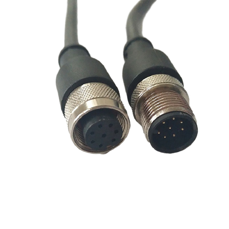 Maschio di lunghezza del cavo 100cm di Phoenix M12 della vite di metallo al nero femminile con la copertura di PVC